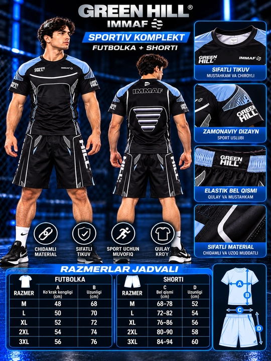 GREEN HILL sport forma: zal uchun kiyim, mma forma va boks forma 