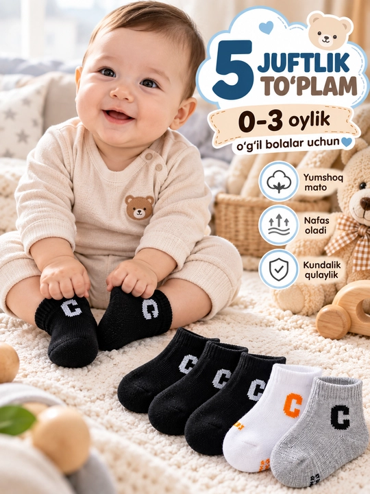 Детские носочки 0–1, 1–3 лет, в форме сердечка, с эластичными манжетами