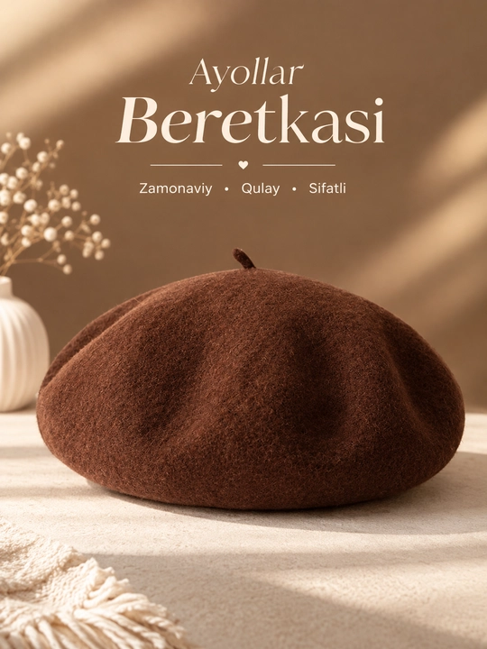 Ayollar uchun zamonaviy beret — kuzgi va qishki bosh kiyim, fransuzcha uslubdagi beret - 