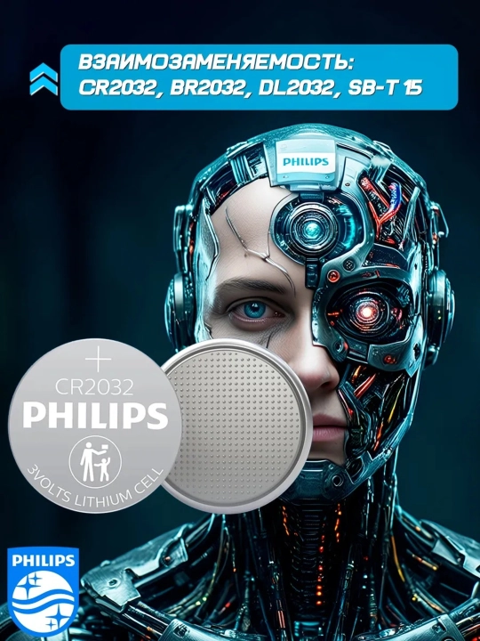 Philips LR03P12W/51 AAA/AA ishqoriy batareyalari, 1,5 V. CR2032 batareyasi