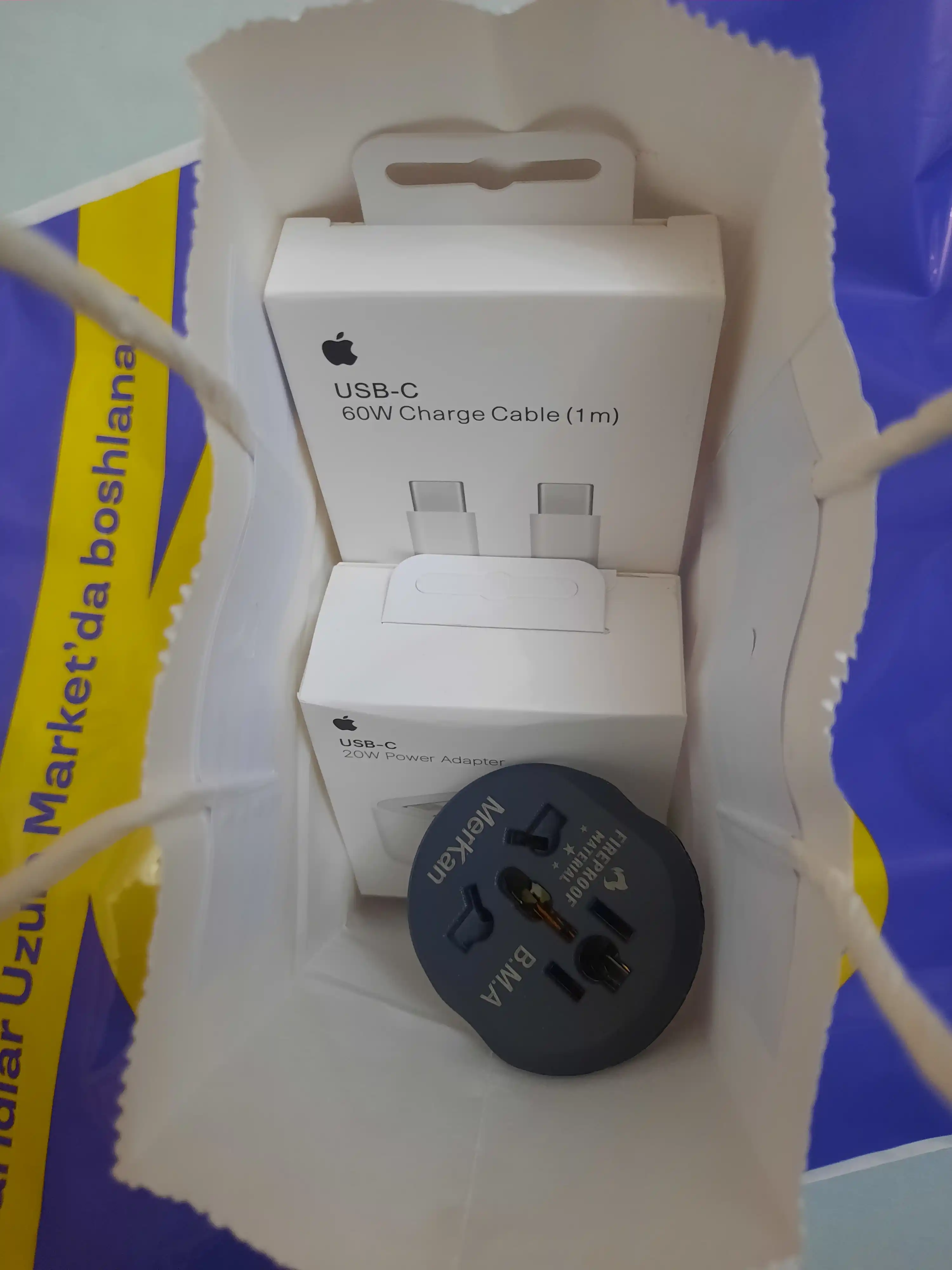 IPone 15va16 uchun 20W quvvatlash to'plami, type-c dan type-c ga 60W kabel,Bonusga Merkan