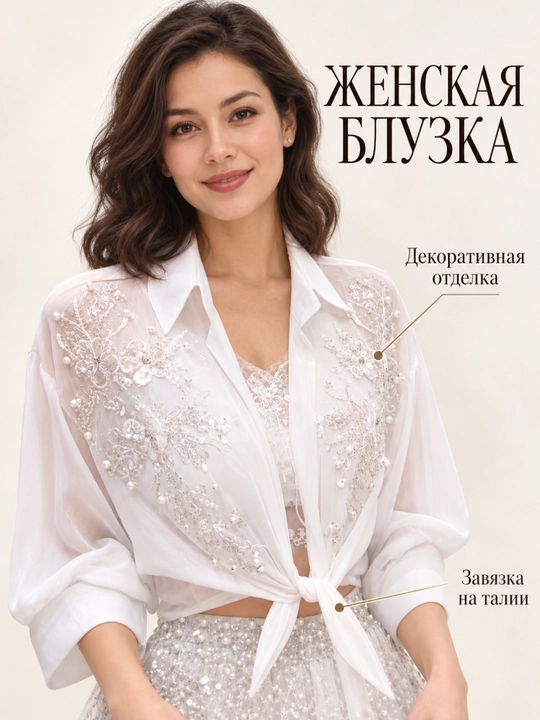 Premium kashta tikilgan ayollar oq kofta-koftasi - 