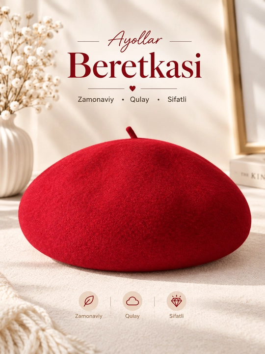 Ayollar uchun zamonaviy beret — kuzgi va qishki bosh kiyim, fransuzcha uslubdagi beret - 