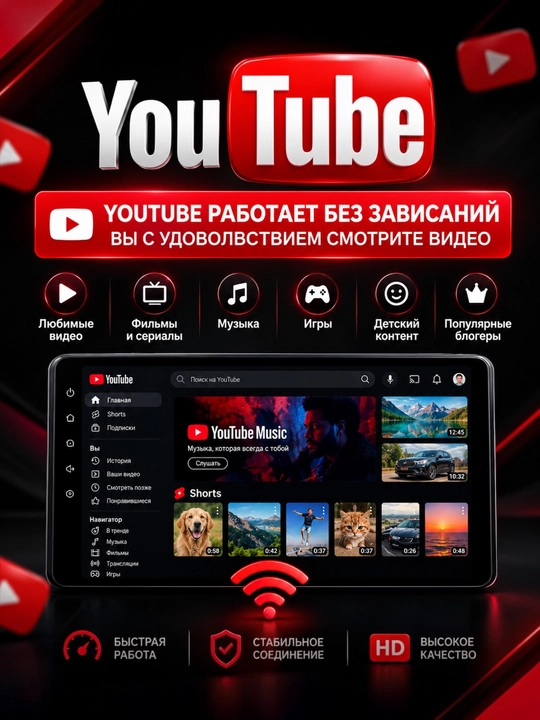 Автомонитор —Android Wi-Fi CAR PLAY 6/64 ГБ универсал экран без мерцания без нагрева 1 год