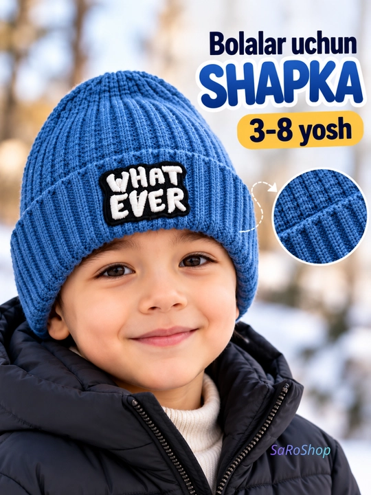 Детская шапка 3–8 лет для мальчиков и девочек, вязаная, тёплая, повседневная - 