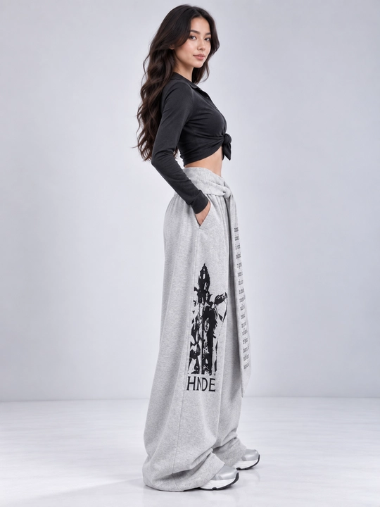Ayollar yozgi sport shimi, keng oversize shim, yozgi triko