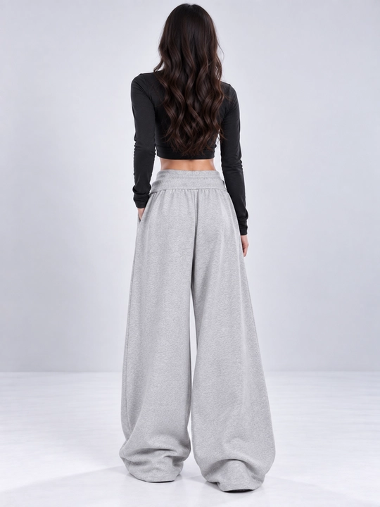 Ayollar yozgi sport shimi, keng oversize shim, yozgi triko