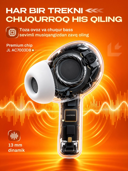 ShopLand Pro 3 ANC + ENC — simsiz premium quloqchinlar, mikrofonli iPhone va Android uchun