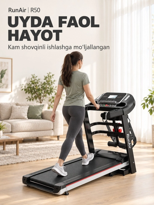 Elektr buklama yugurish yo‘lakchasi, dvigatel 2 ot kuchi, 120 kg gacha, LED displeyli