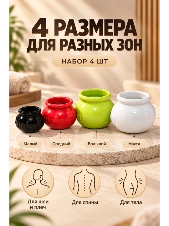 Банки для массажа вакуумные с магнитами, 12 шт и 18 шт, набор для баночного массажа