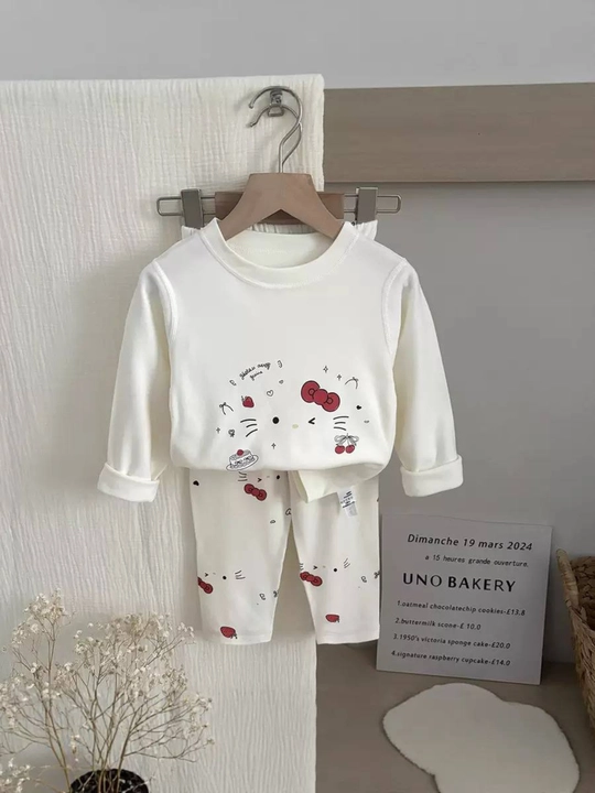 O‘g‘il va qiz bolalar uchun pijamalar, ikki ipli trikotaj, 100% paxta