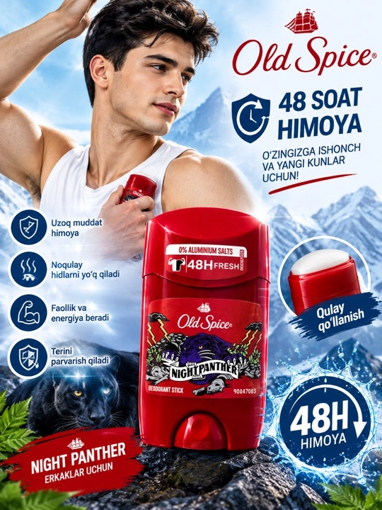 Erkaklar uchun Old Spice: 48 soatlik himoya, kun bo‘yi yoqimli hid - 