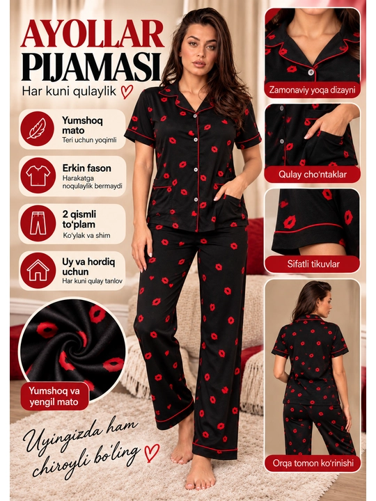Pijamalar, pijama ayollar uchun, pijama qizlar uchun, ichki kiyim - 