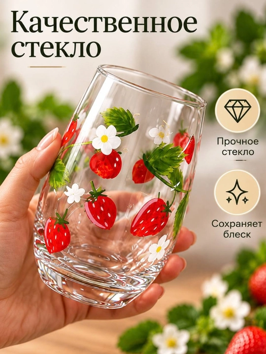 Набор стеклянных стаканов с лимонным рисунком, 6 шт