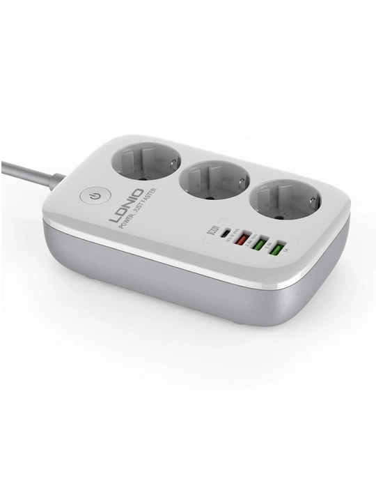 LDNIO SEW3452 Wi-Fi aqlli tarmoq filtri, 3 rozetka, 4 USB, Type-C PD 30W, uzaytirgich 2m