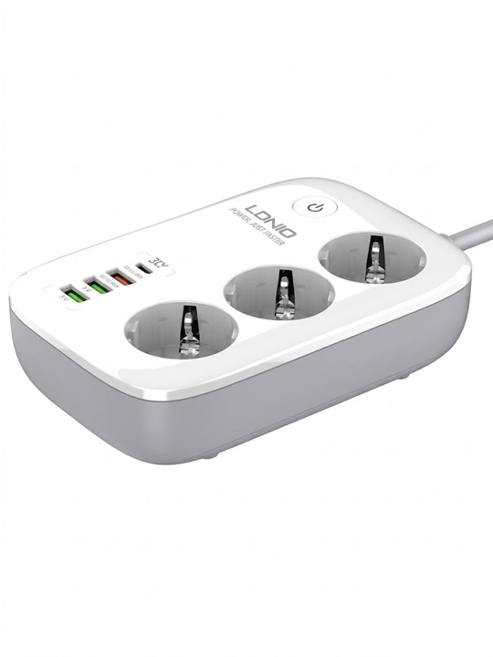 LDNIO SEW3452 Wi-Fi aqlli tarmoq filtri, 3 rozetka, 4 USB, Type-C PD 30W, uzaytirgich 2m