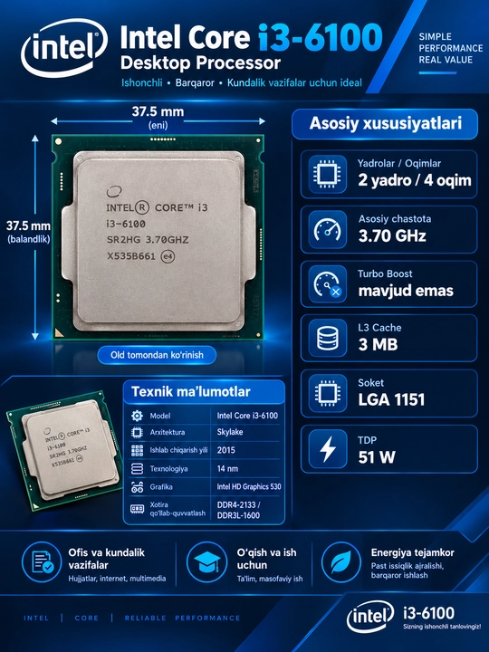 Protesessor Intel Core i 3 6100