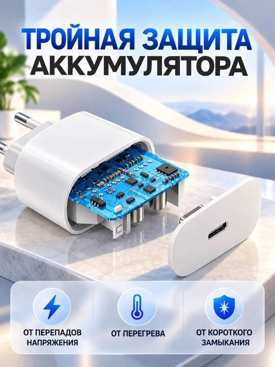 IPhone 15 / 16 Pr /16 Pro Max va 17 Pro/ 17 Pro Max uchun 35W adapter, Type-C kabel bilan
