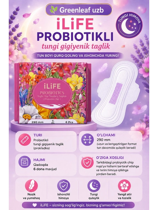 ILiFE Probiotiklar bilan tungi gigiyenik tagliklar - 