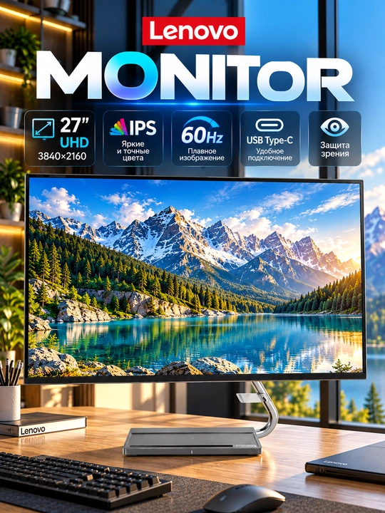 Lenovo Qreator monitor 27″ UHD 4K IPS, 60Hz, USB Type-C, HDMI, DisplayPort - 