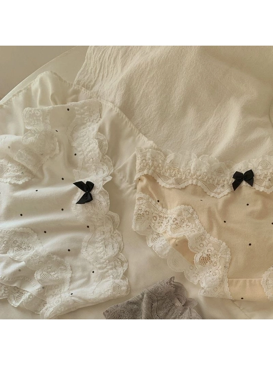Ayollar uchun paxtali ichki kiyimlar to‘plami, 5 dona, dantelli, gulli, L-XL