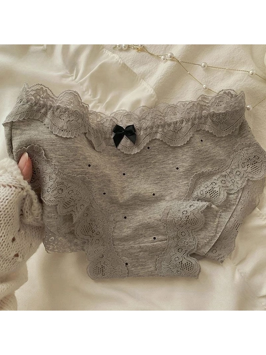 Ayollar uchun paxtali ichki kiyimlar to‘plami, 5 dona, dantelli, gulli, L-XL