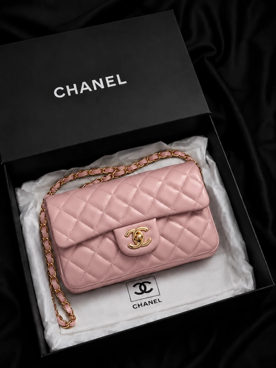 Женская сумка через плечо в стиле Chanel, модель с цепочным швом, 2 сумки в коробке - 