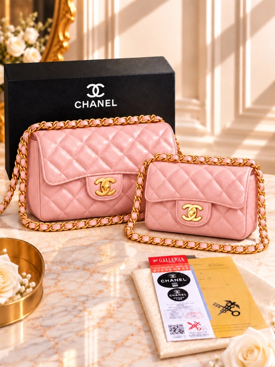 Женская сумка через плечо в стиле Chanel, модель с цепочным швом, 2 сумки в коробке