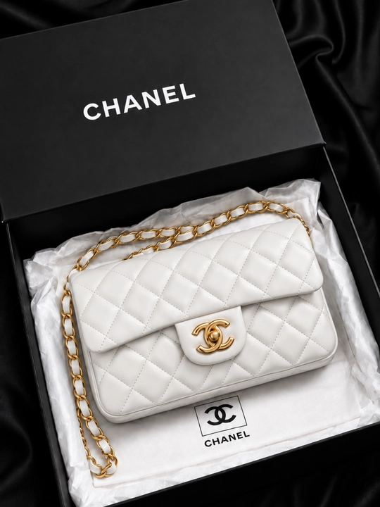 Женская сумка через плечо в стиле Chanel, модель с цепочным швом, 2 сумки в коробке - 