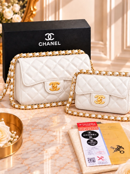 Chanel uslubidagi ayollar yelka sumkasi, zanjirli qavilgan model, karobkada 2 sumka