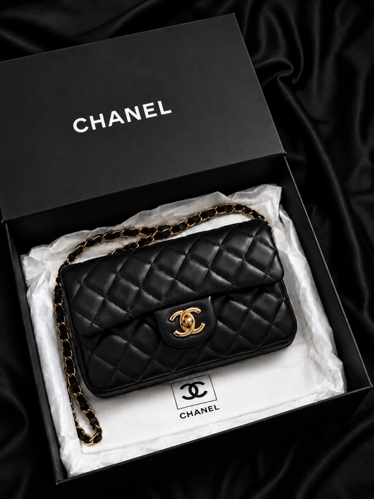 Женская сумка через плечо в стиле Chanel, модель с цепочным швом, 2 сумки в коробке - 