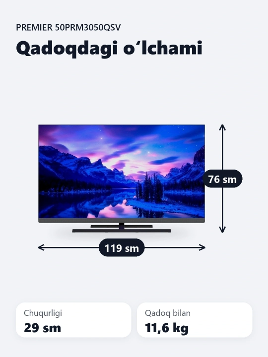 Смарт телевизор Premier 50PRM3050QSV 50"