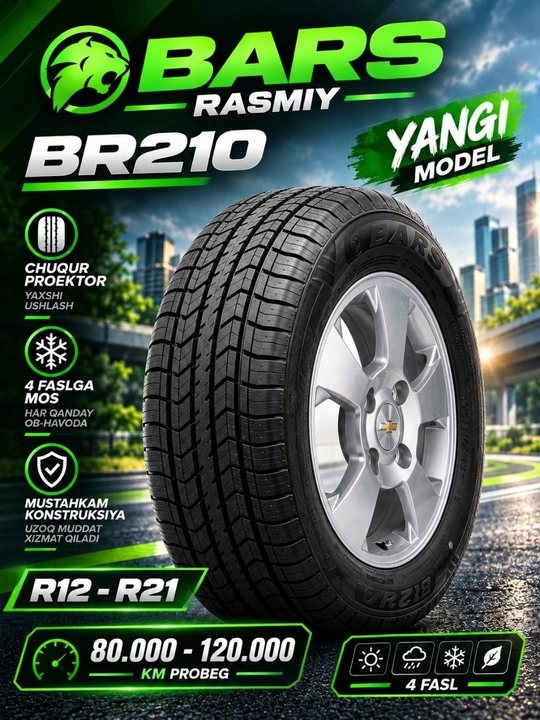 Шины BARS BR210 — всесезонные TYRES, мягкие, квадратный протектор, 2026 г - 