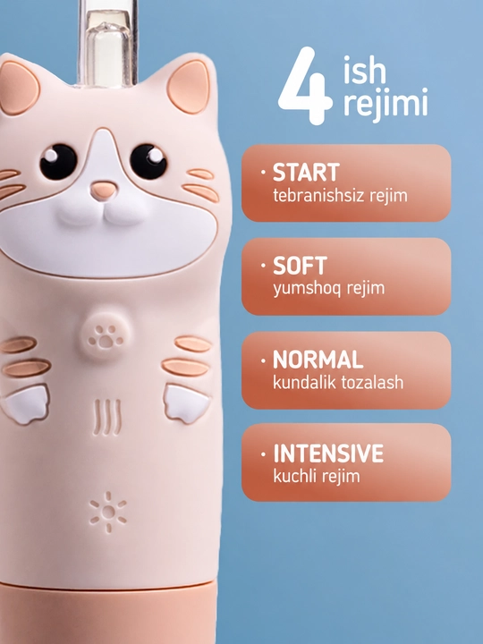 Bolalar uchun elektr tish cho‘tkasi Revyline RL 025 Baby, tovushli, 1–5 yosh, 4 rejim