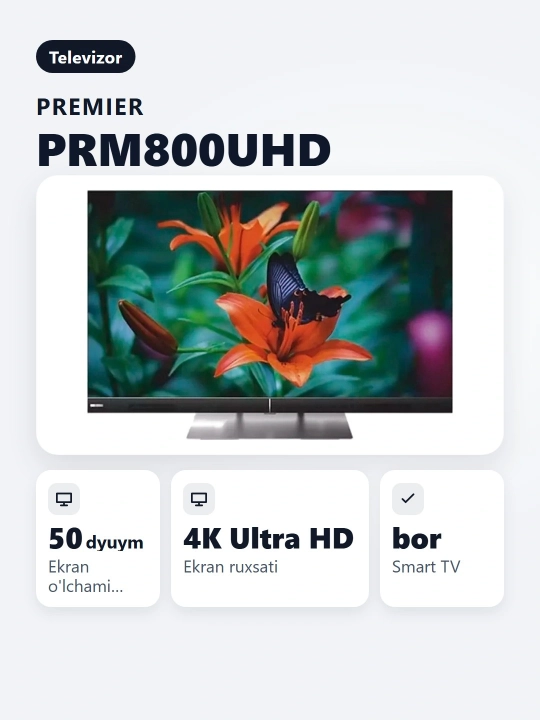 Смарт телевизор Premier 50 PRM 800 UHD 50" Ultra HD 4K