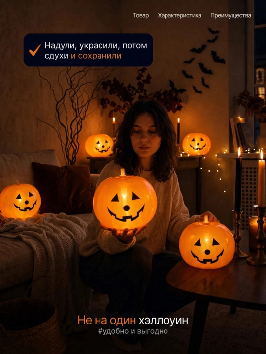 Светящиеся шары-тыквы на Хэллоуин
