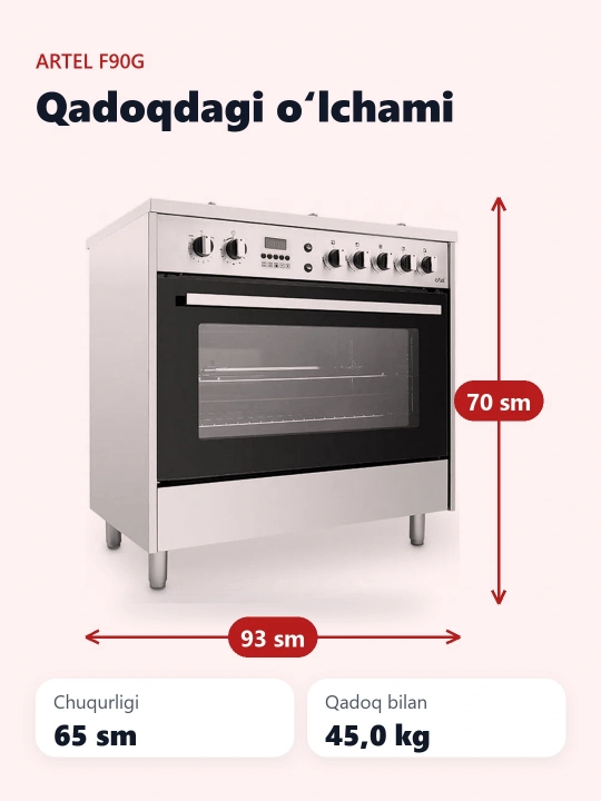 Artel Milagro F90G gaz plitasi
