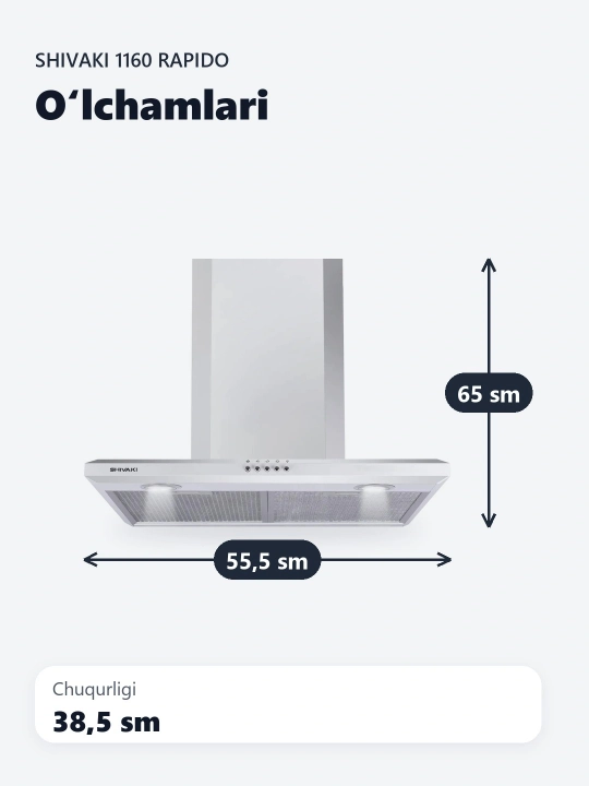Вытяжка кухонная Shivaki 1160 Rapido