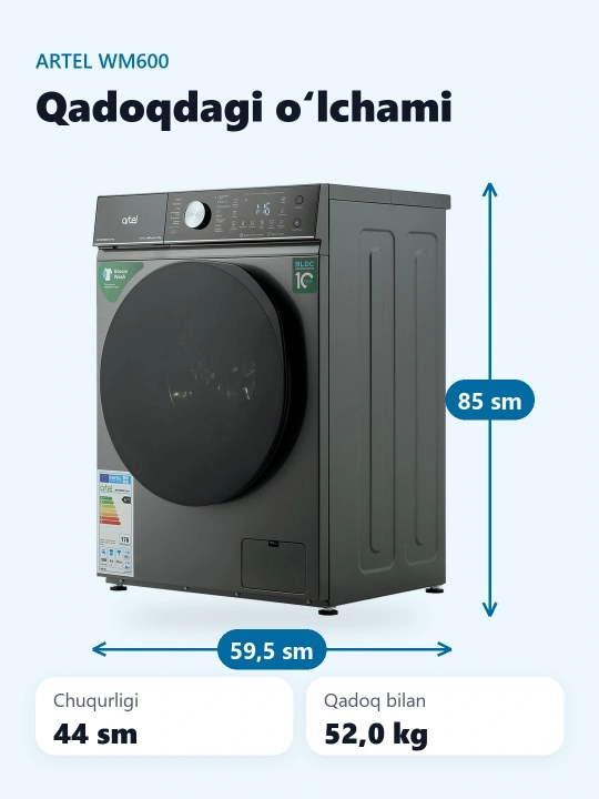 Kir yuvish mashinasi ARTEL 2ART-WM 600-PURE - (6 kg)