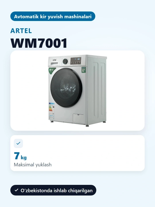 Kir yuvish mashinasi ARTEL ART-WM 7001-AERO - (7 kg)
