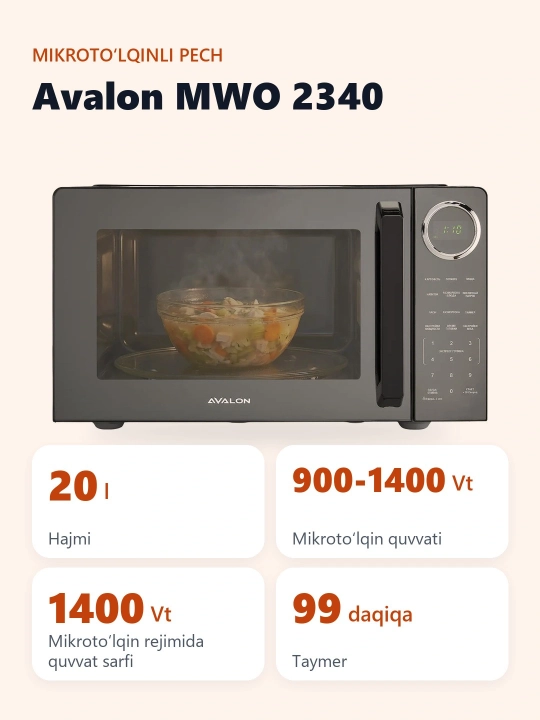 Mikroto'lqinli pech Avalon MWO 2340