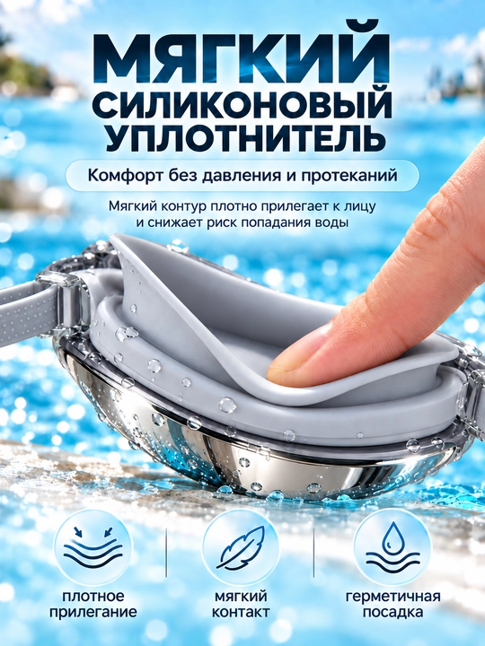 Спортивные очки для плавания, очки для бассейна, зеркальные AntiFog с UV-защитой