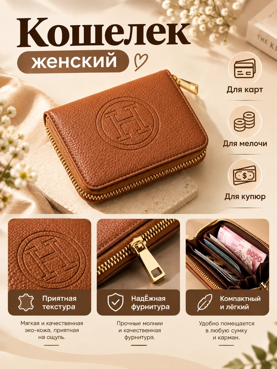 Ayollar hamyoni - kartalar, pul va tangalar uchun joy, 11 sm*8 sm*2.8 sm, ayollar hamyoni - 