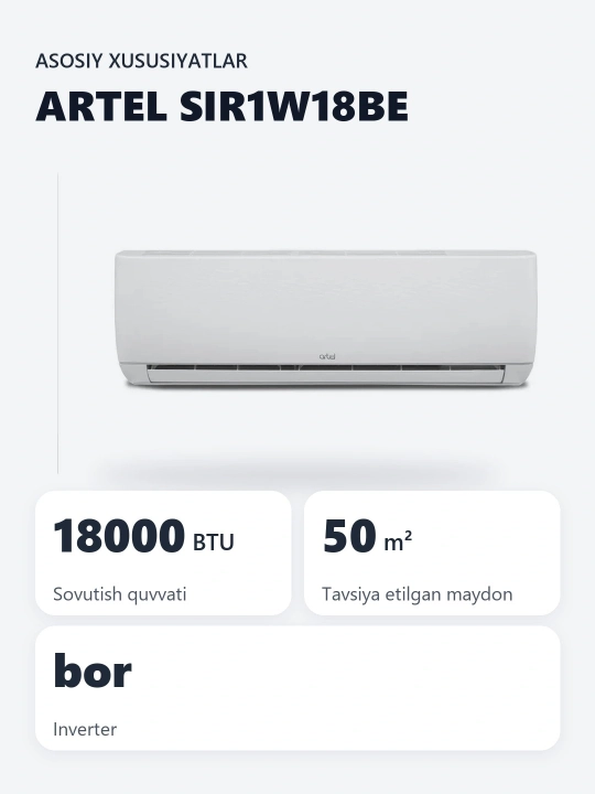 ARTEL ARTEL Artel Shahrisabz-S Inverter SIR1W18BE konditsioneri