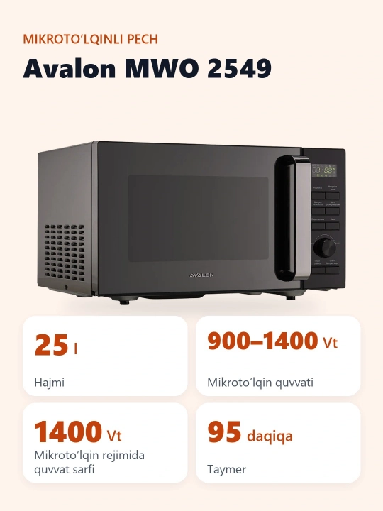 Mikroto'lqinli pech Avalon MWO 2549