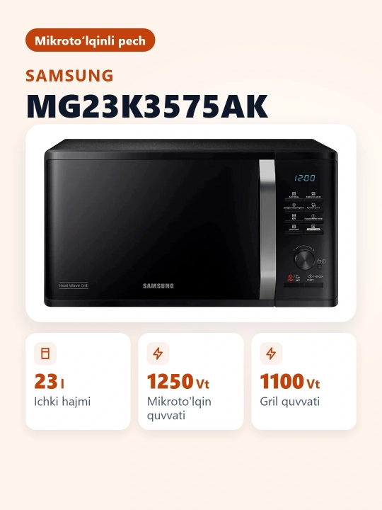 Mikrotolqinli pech Samsung MG23K3575AK