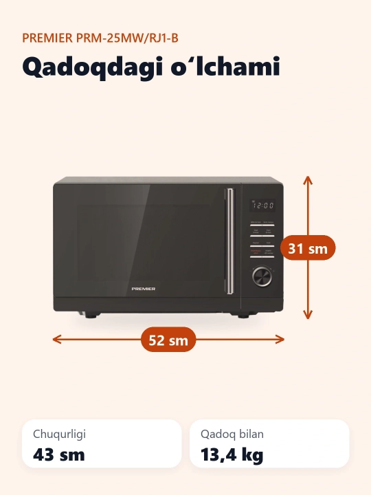 Mikroto'lqinli pech Premier PRM-25MW/RJ1-B