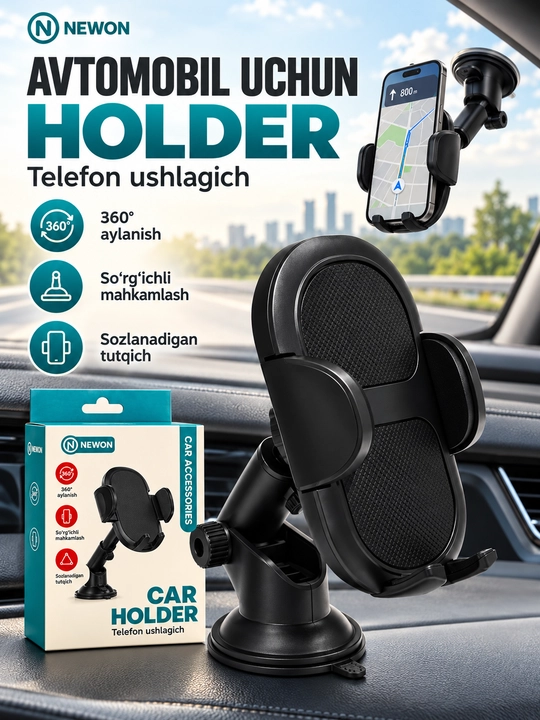 H-08 telefon uchun so‘rg‘ichli avtomobil ushlagichi, egiluvchan uzun oyoqchali