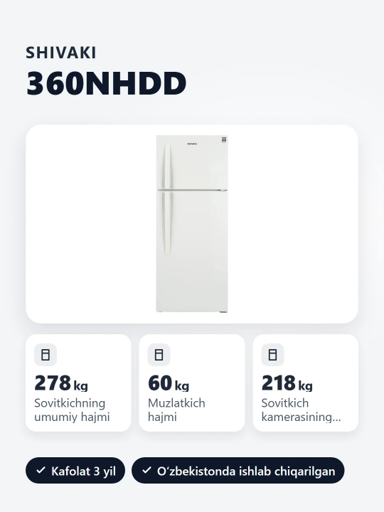 Shivaki 360NHDD Inverter 278 l