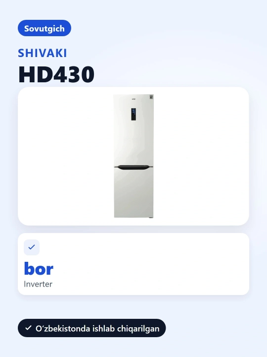 Shivaki HD430 inverterli muzlatgich